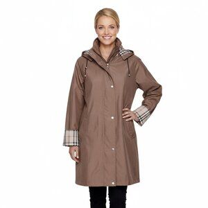 Vintage Burberry Nova Check Trim Rain Jacket Windbreaker Wool Liner Coat Brown